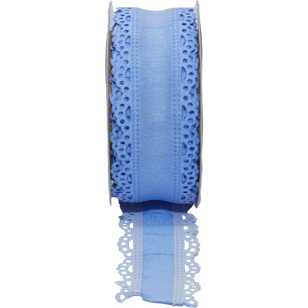 My Texas House Blue Scalloped Ribbon 18ft Eyelet Americana Decor‎